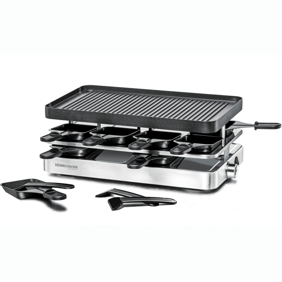 Raclettegrill, 8st spatlar, 37 x 23cm - Rommelsbacher i gruppen Köksmaskiner / Övriga köksmaskiner / Övriga köksmaskiner hos The Kitchen Lab (1576-31139)