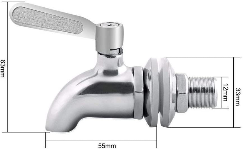 Tappkran i rostfritt stål, 12 mm Tappkran i rostfritt stål, 12 mm