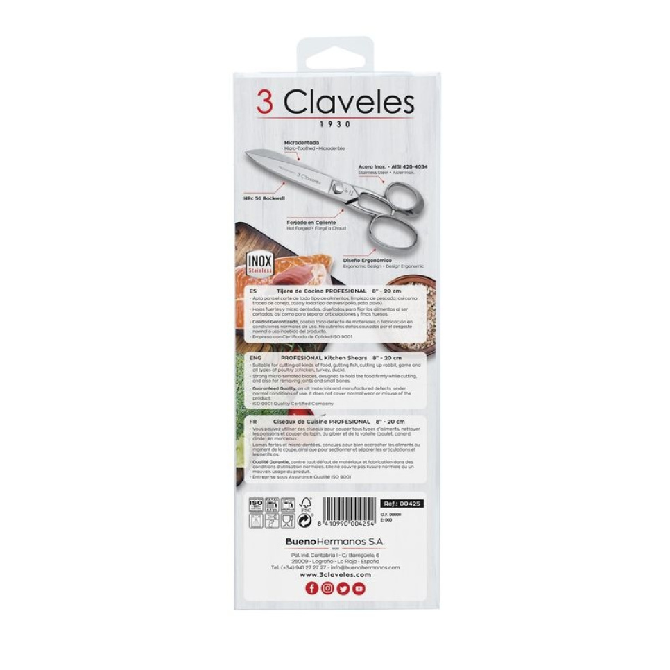 Kökssax i rostfritt stål, Professional - 3 Claveles - 20 cm