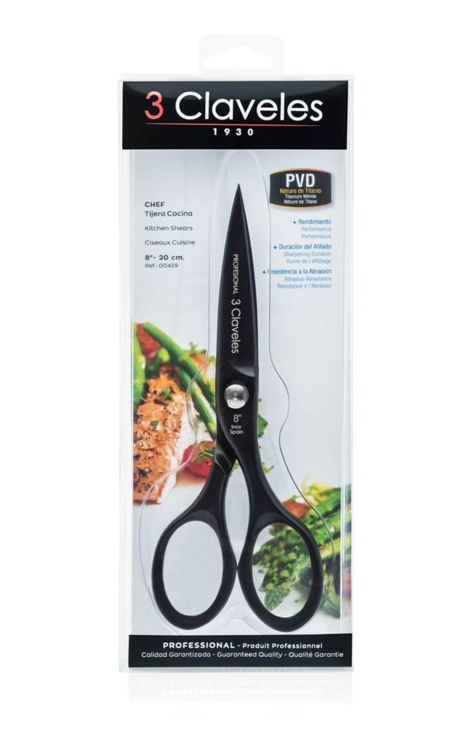 Kökssax 20 cm, Chef, svart - 3 Claveles