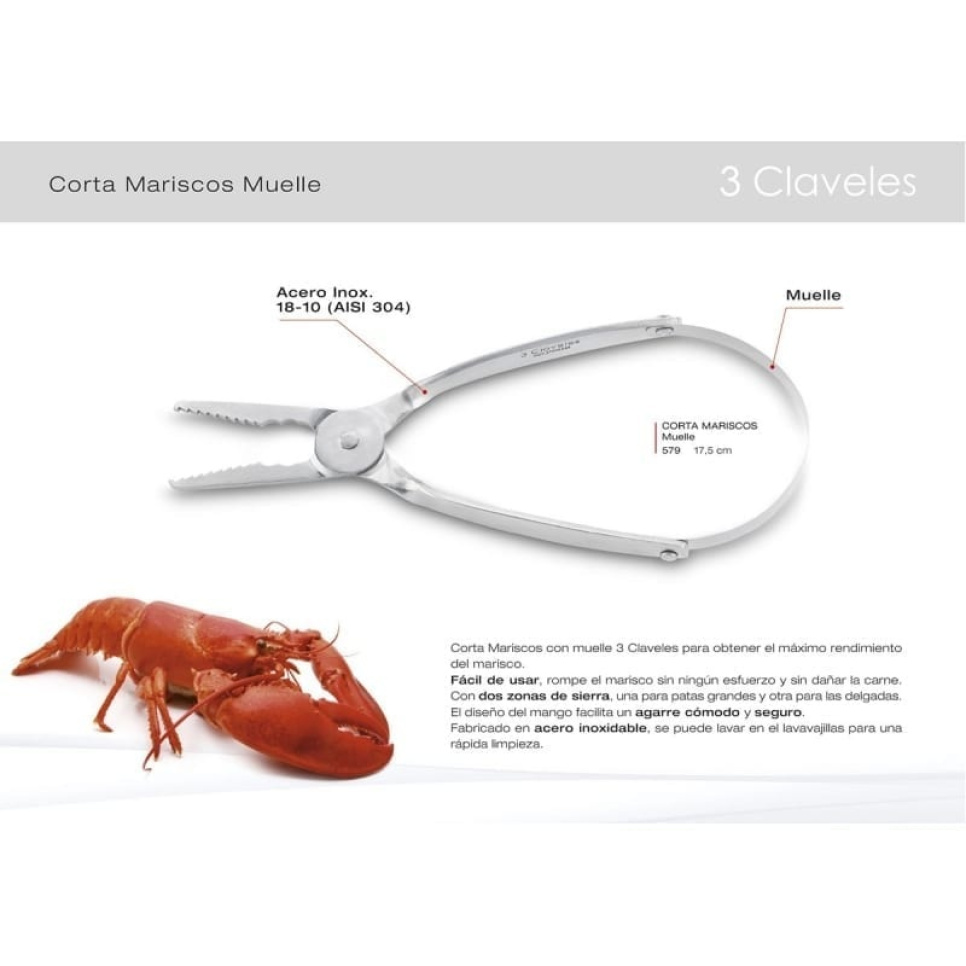Skaldjurssax för mindre skaldjur, 17,5 cm - 3 Claveles
