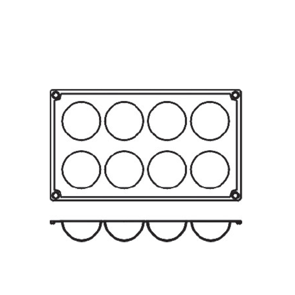 Silikonform FR038, halvsfär 8st - Pavoni