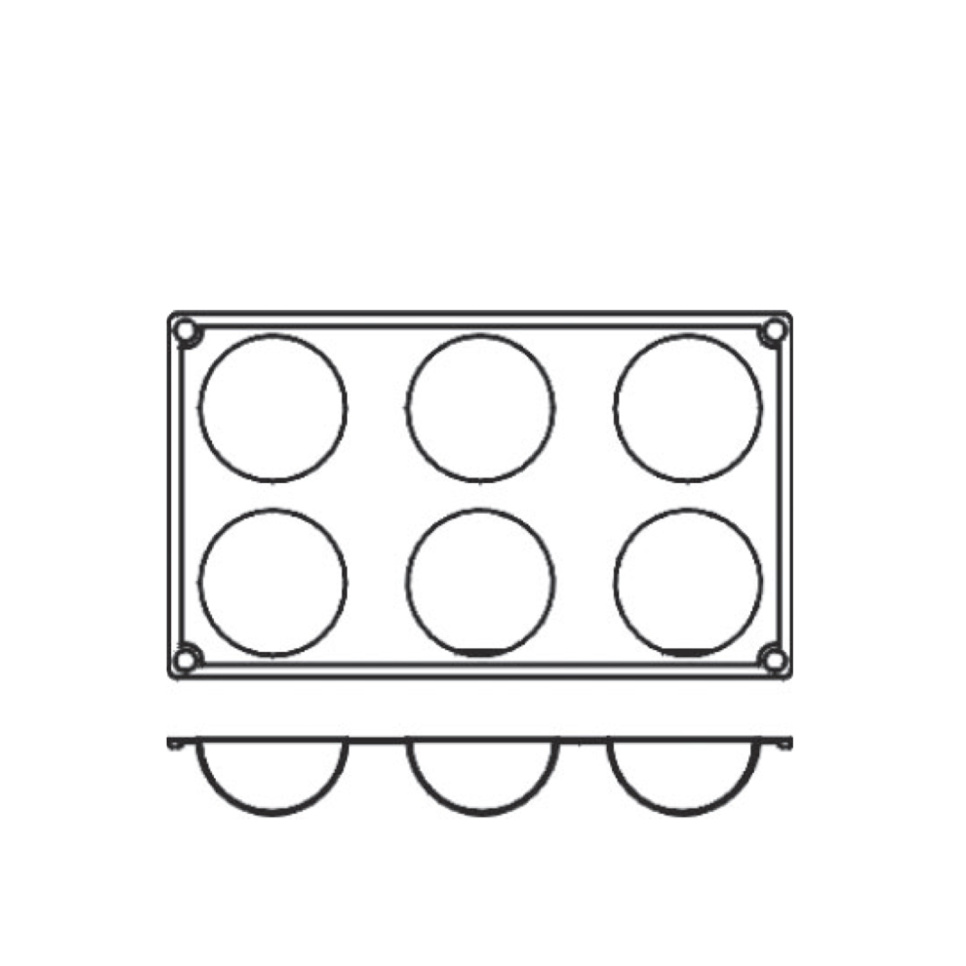 Silikonform FR001, halvsfär 6st - Pavoni