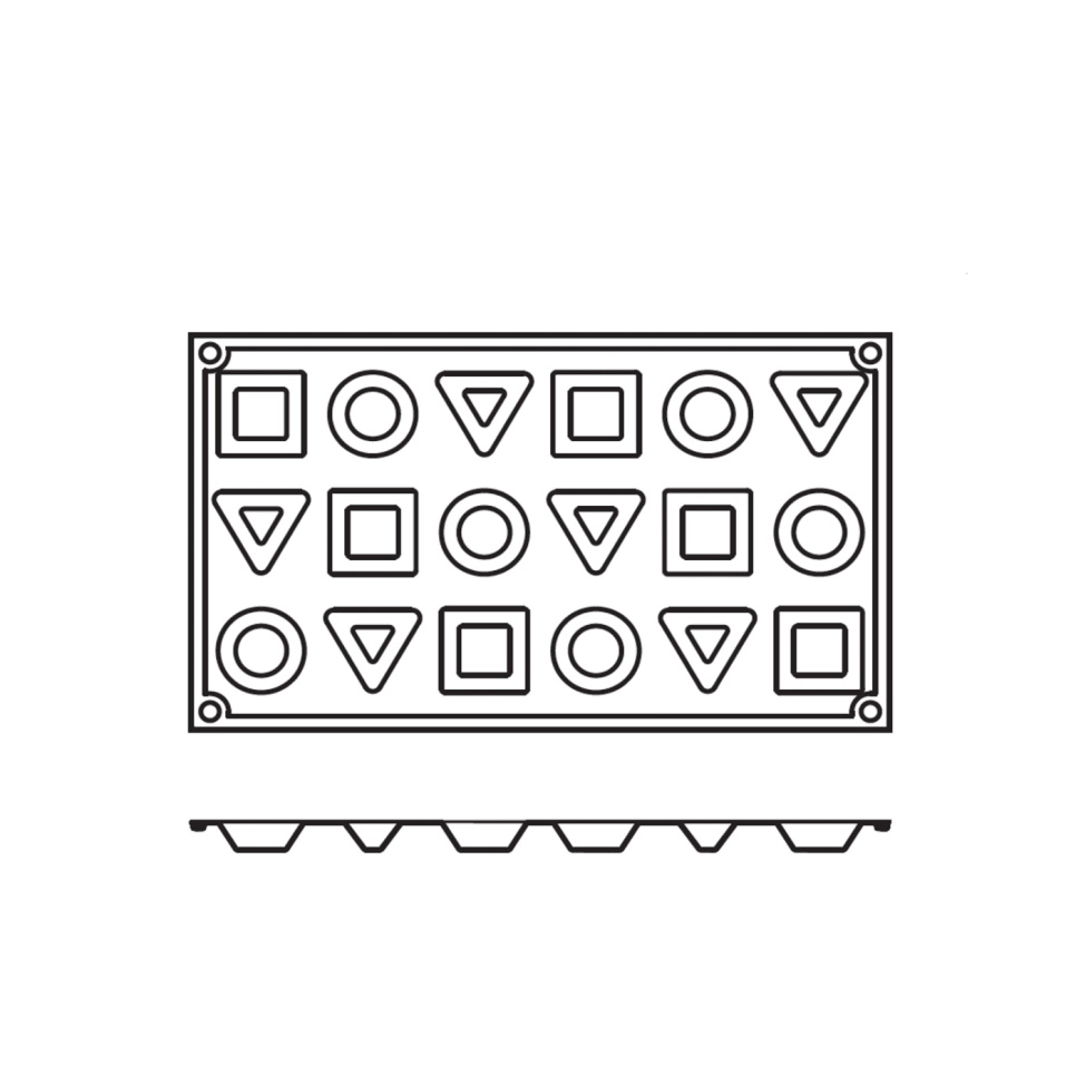 Silikonform FR071, rund/kvadrat/triangel 18st - Pavoni Silikonform FR071, rund/kvadrat/triangel 18st - Pavoni