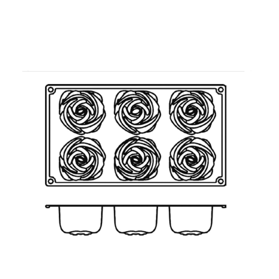 Silikonform FR052, ros 6st - Pavoni