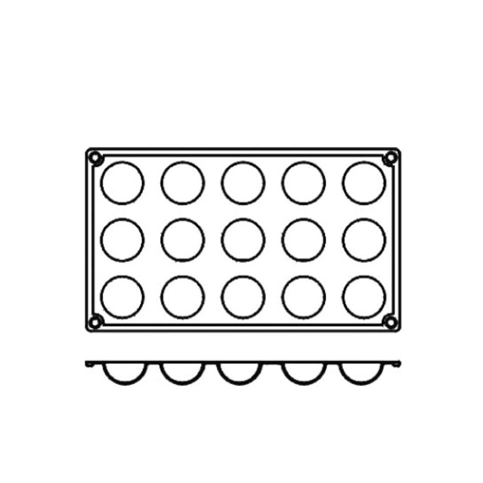 Silikonform FR003, halvsfär 15st - Pavoni