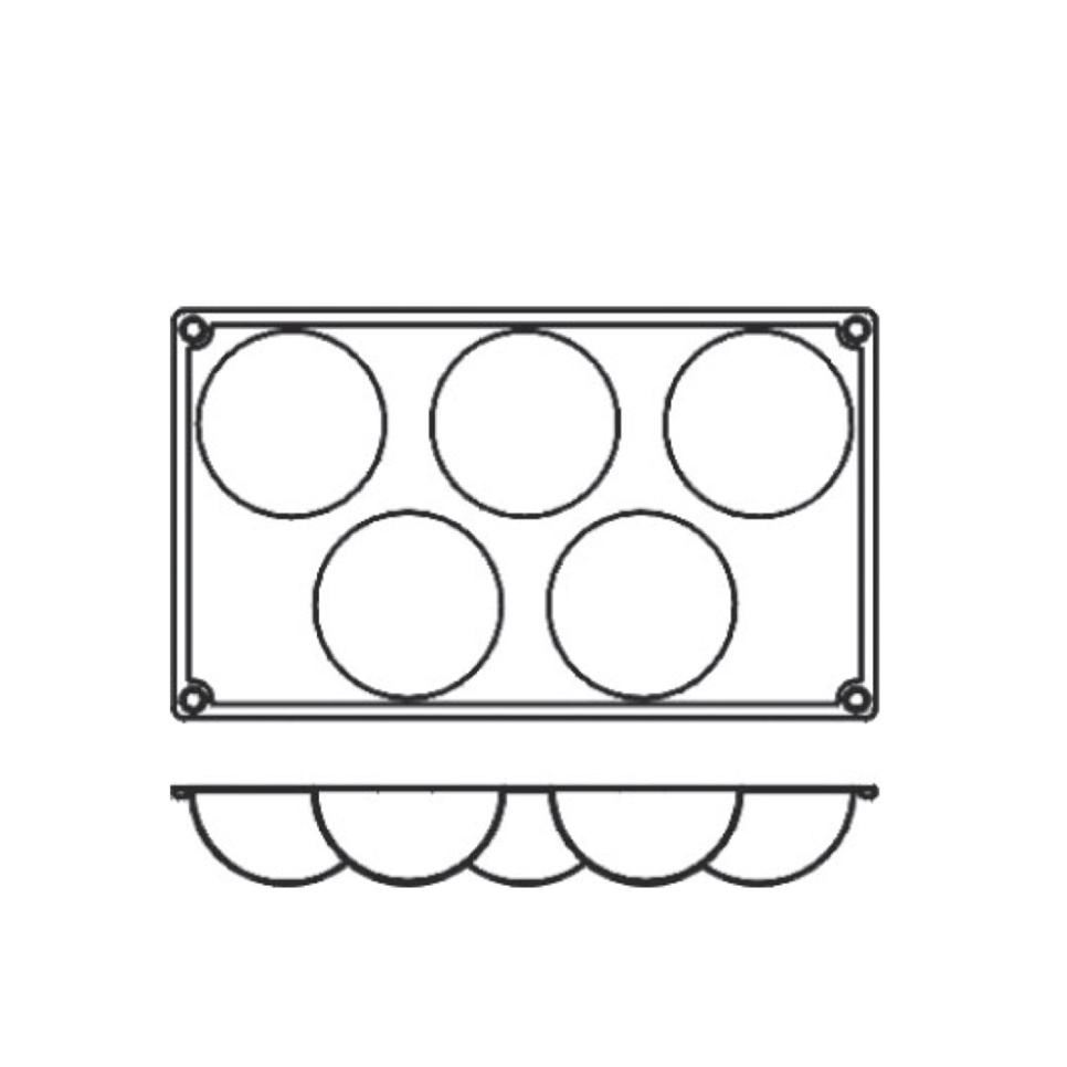 Silikonform FR018, halvsfär 5st - Pavoni
