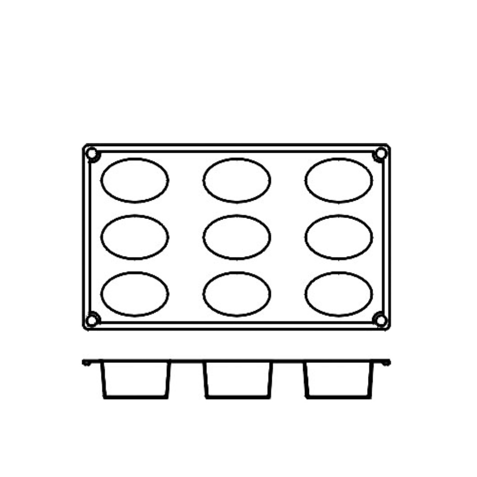 Silikonform FR041, oval 9st - Pavoni