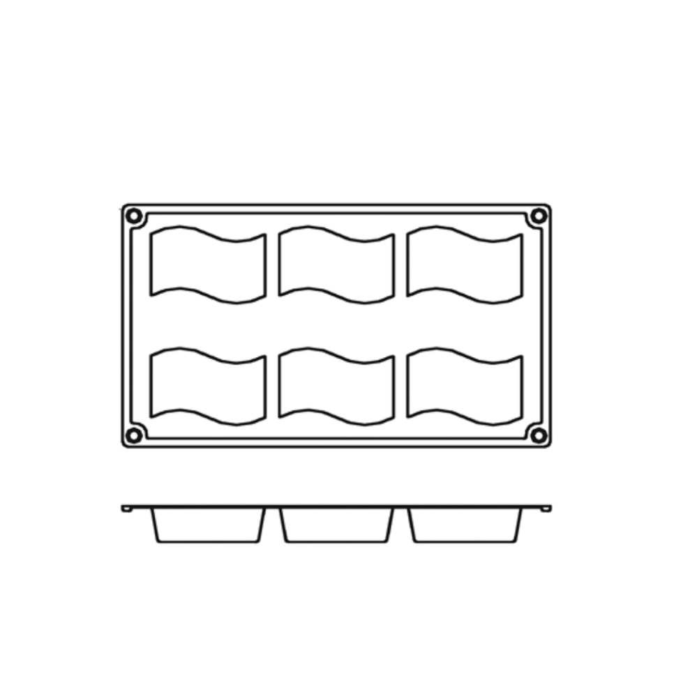 Silikonform FR036, vajande rektangel 6st - Pavoni