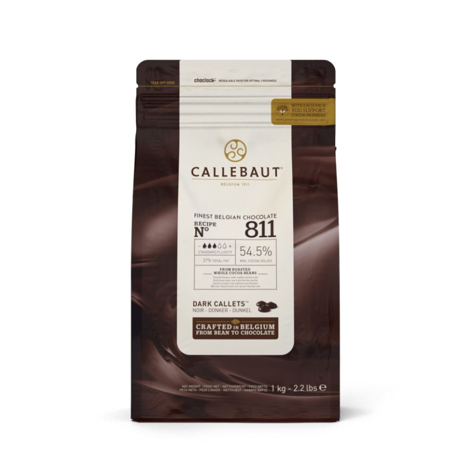 Couverture, mörk choklad 54,5 %, pellets, 1 kg - Callebaut i gruppen Bakning / Bakredskap / Chokladredskap hos The Kitchen Lab (1827-25845)