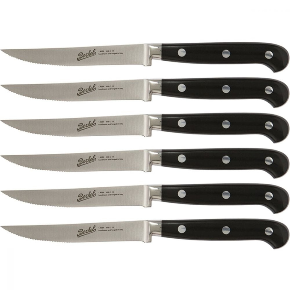 Tandade stekknivar, Adhoc Glossy Svart, 6-pack - Berkel i gruppen Matlagning / Köksknivar / Övriga knivar hos The Kitchen Lab (1870-23981)