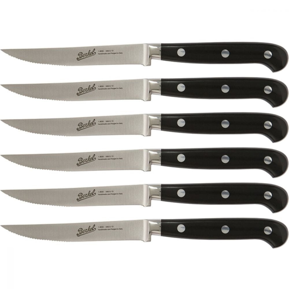 Tandade stekknivar, Adhoc Glossy Svart, 6-pack - Berkel i gruppen Matlagning / Köksknivar / Övriga knivar hos KitchenLab (1870-23981)