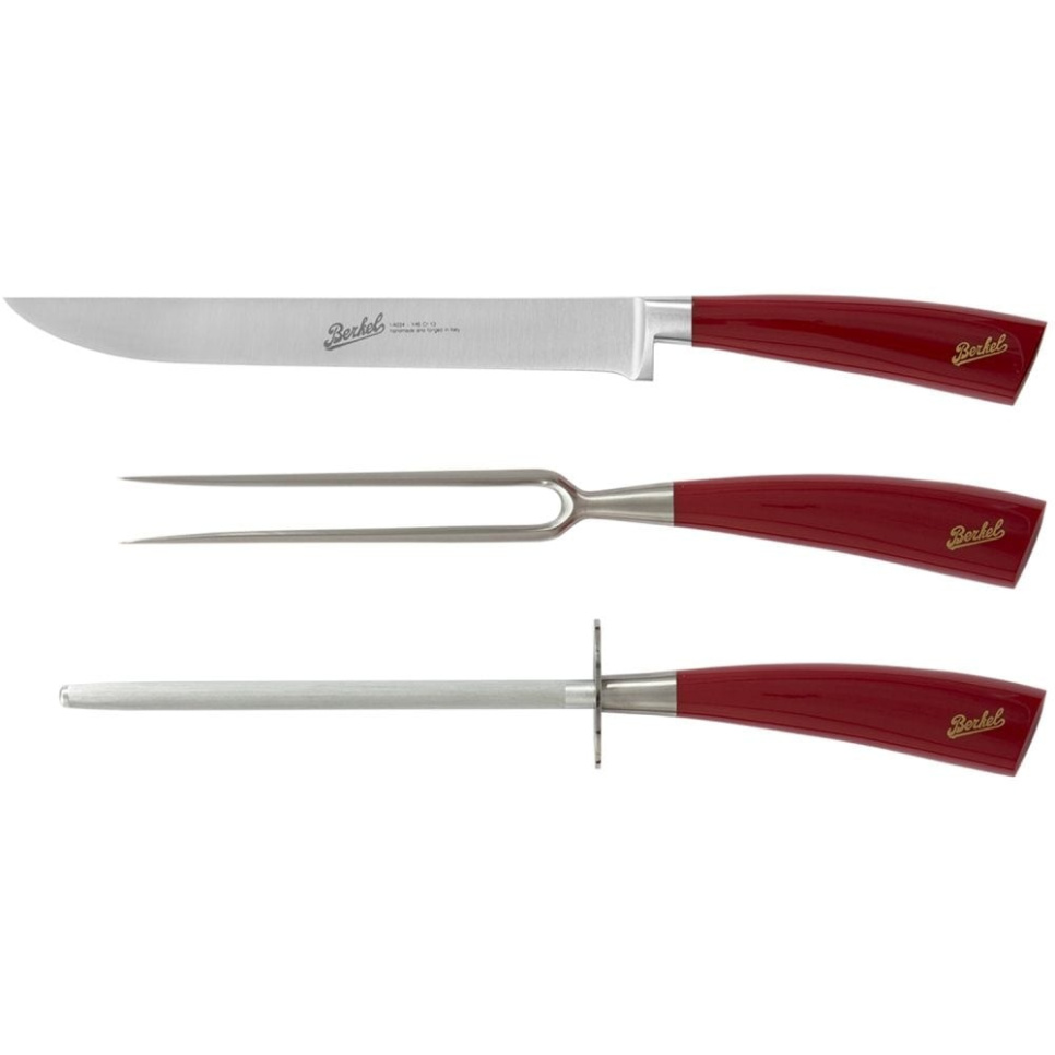 Stekset i tre delar, Elegance Röd - Berkel i gruppen Matlagning / Köksknivar / Knivset hos KitchenLab (1870-23989)