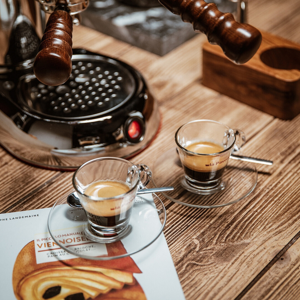 Espressokoppar i glas med fat, 6-pack - La Pavoni