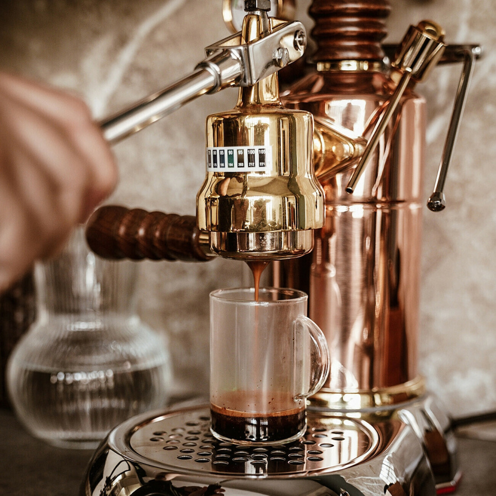 Retro Manuell Espressomaskin, Esperto Edotto, Roséguld - La Pavoni