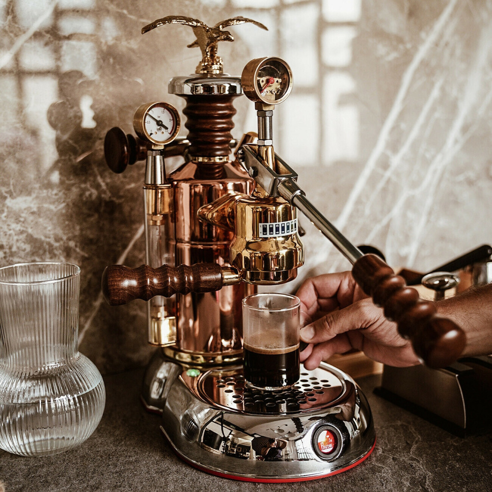 Retro Manuell Espressomaskin, Esperto Edotto, Roséguld - La Pavoni