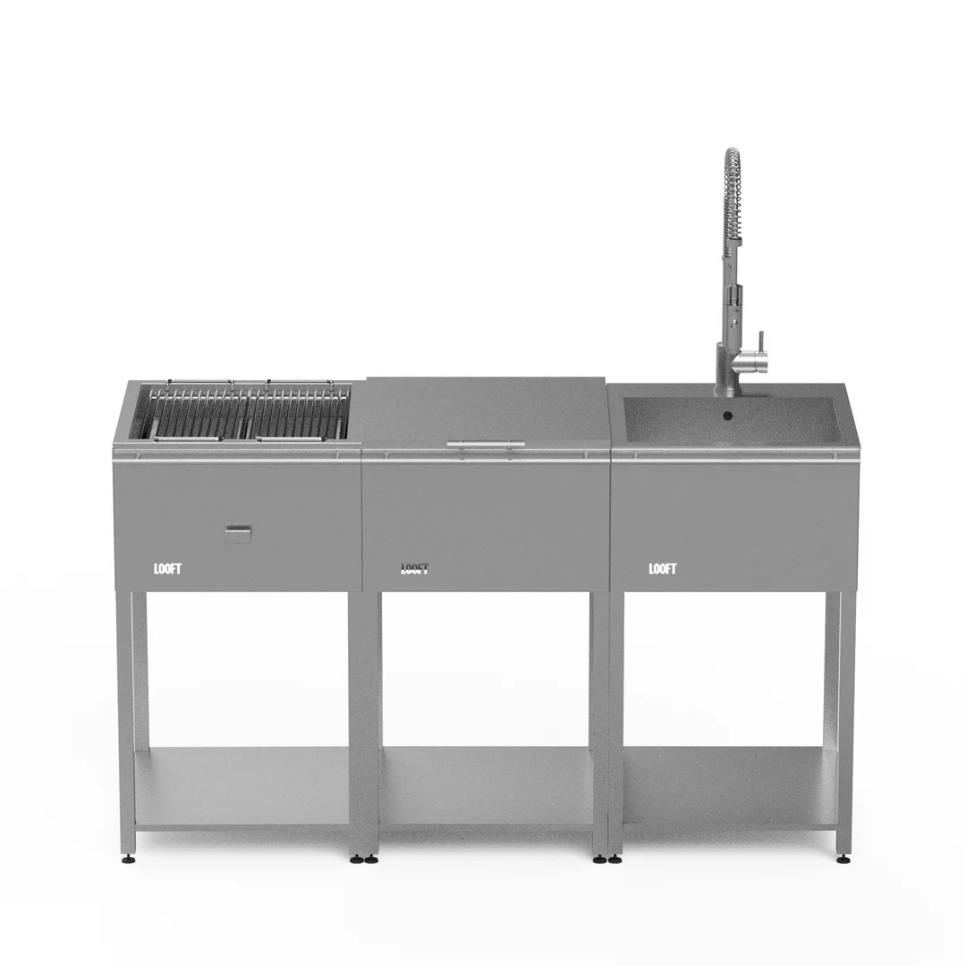 Utekök, komplett med kolgrill, arbetsbänk & diskho - Looft i gruppen Grillar, Spisar & Ugnar / Grillar / Utekök hos The Kitchen Lab (1990-31627)