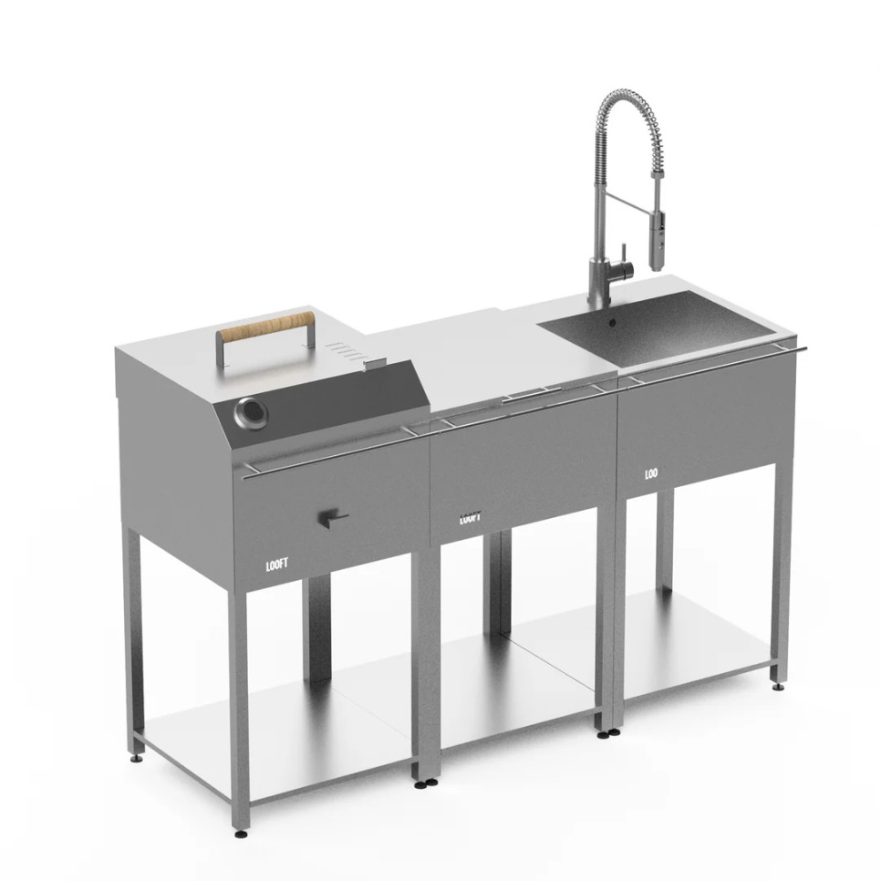 Utekök, komplett med kolgrill, arbetsbänk & diskho - Looft