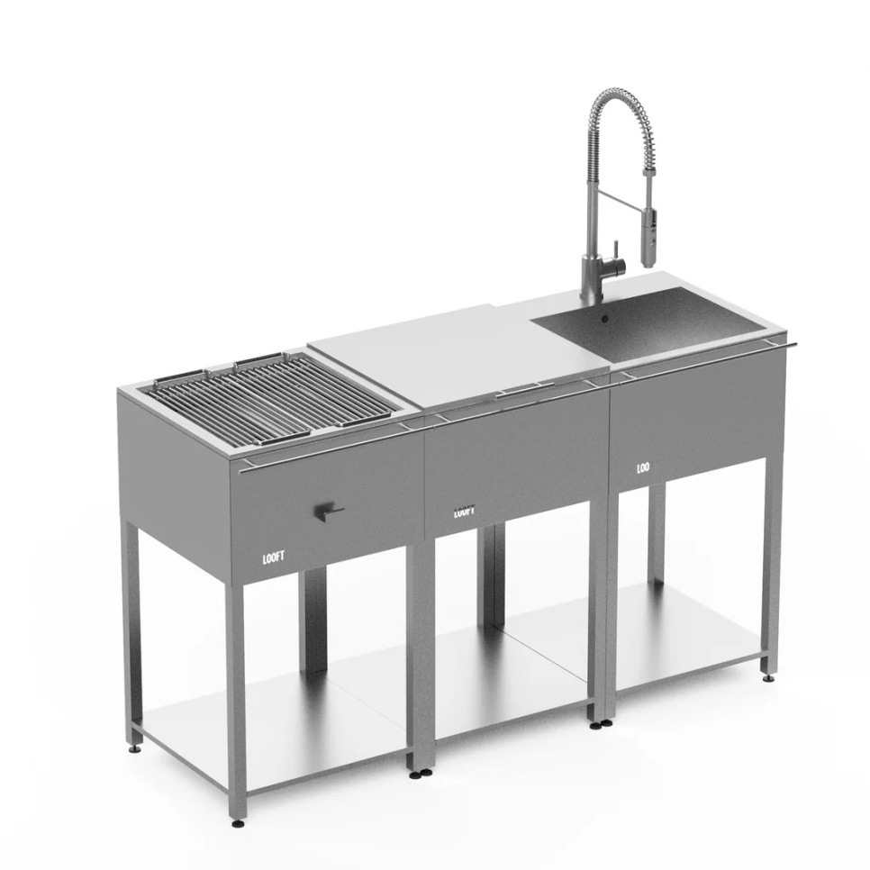 Utekök, komplett med kolgrill, arbetsbänk & diskho - Looft