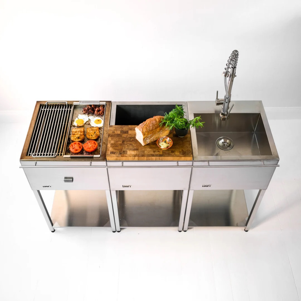 Utekök, komplett med kolgrill, arbetsbänk & diskho - Looft