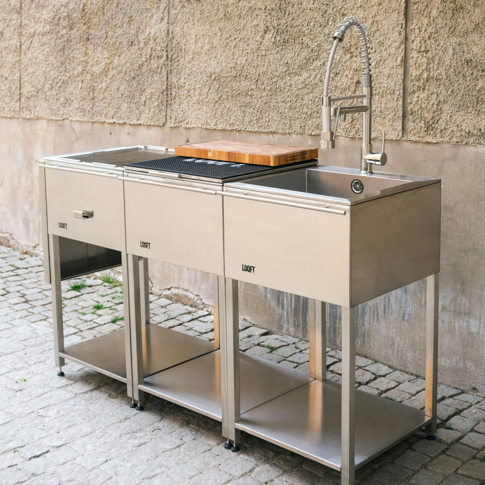 Utekök, komplett med kolgrill, arbetsbänk & diskho - Looft