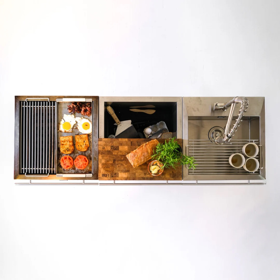 Utekök, komplett med kolgrill, arbetsbänk & diskho - Looft