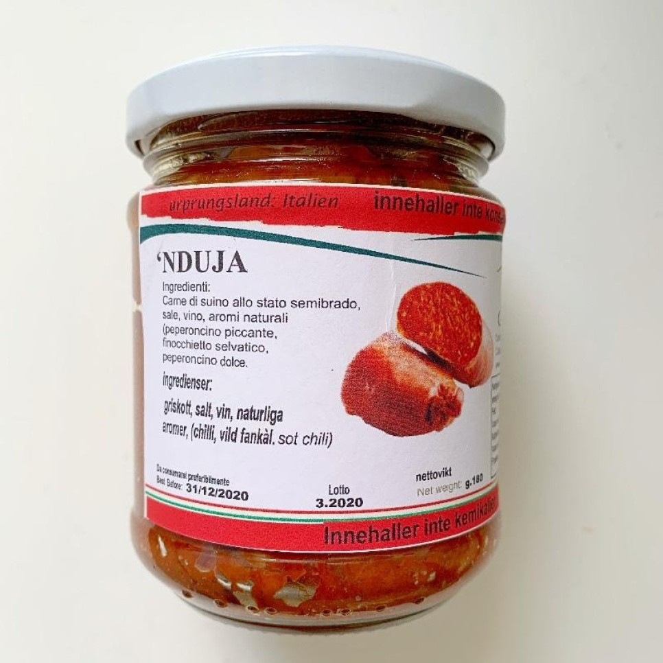 Nduja från frigående grisar, 170gr - Fattoria de Lillas i gruppen Matlagning / Kolonial hos The Kitchen Lab (2022-25691)