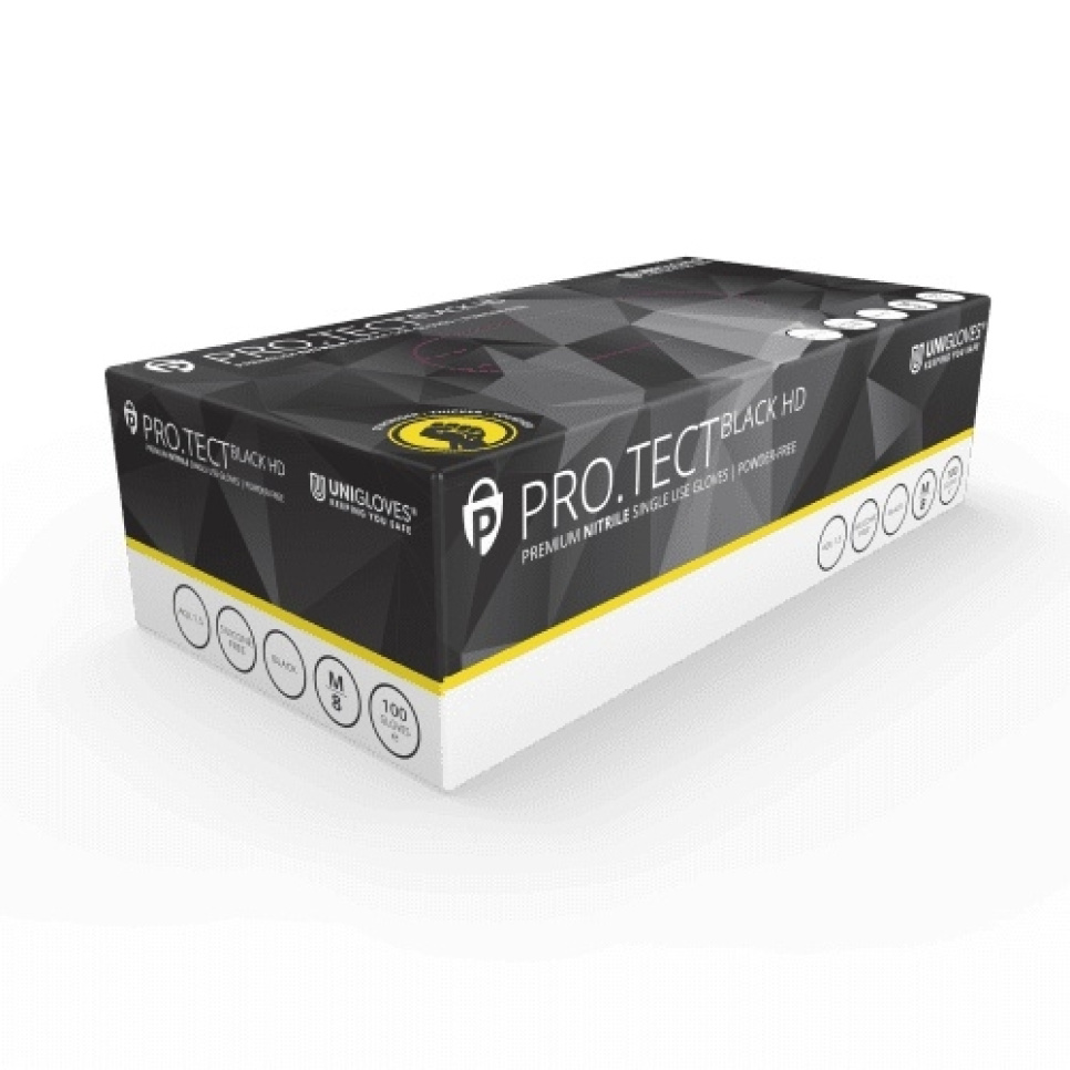 Nitrilhandske, svart, extra kraftig, 100-pack - Unigloves i gruppen Matlagning / Köksredskap / Mise en place hos KitchenLab (2047-26258)