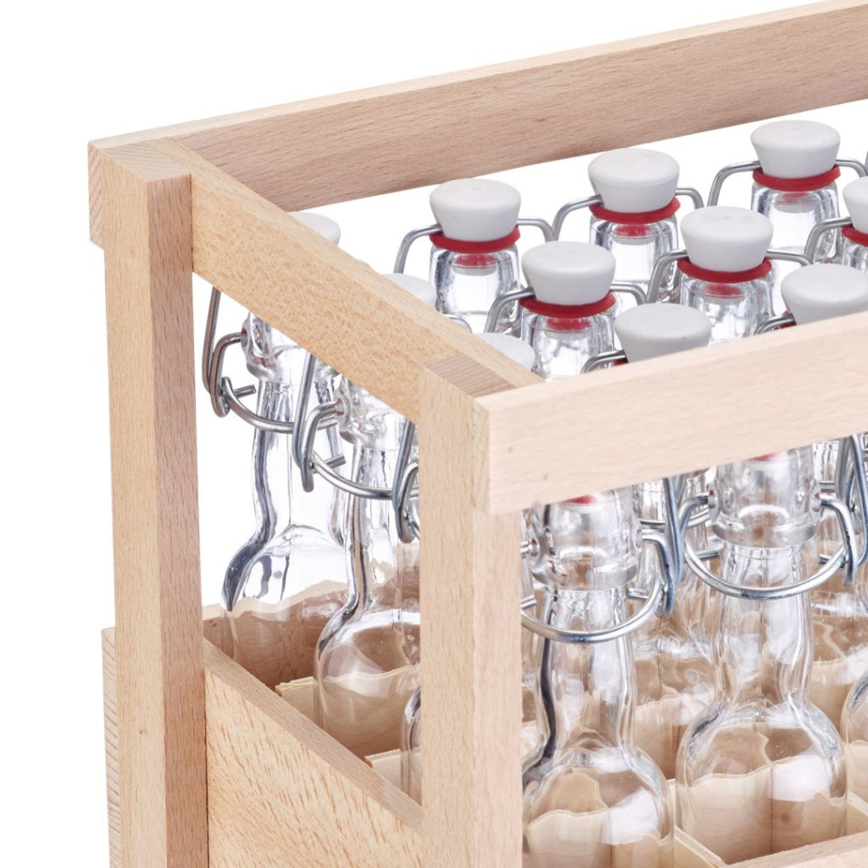 Glasflaska med bygelkork i trälåda, 40 ml, 24-pack - Westmark Glasflaska med bygelkork i trälåda, 40 ml, 24-pack - Westmark