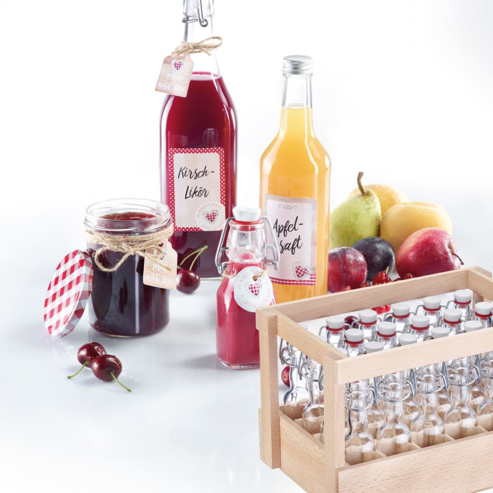 Glasflaska med bygelkork i trälåda, 40 ml, 24-pack - Westmark Glasflaska med bygelkork i trälåda, 40 ml, 24-pack - Westmark