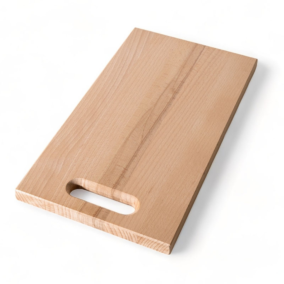 Skärbräda med handtag och ränna, oljad bok, 40x30x2,1 cm - AT-Line