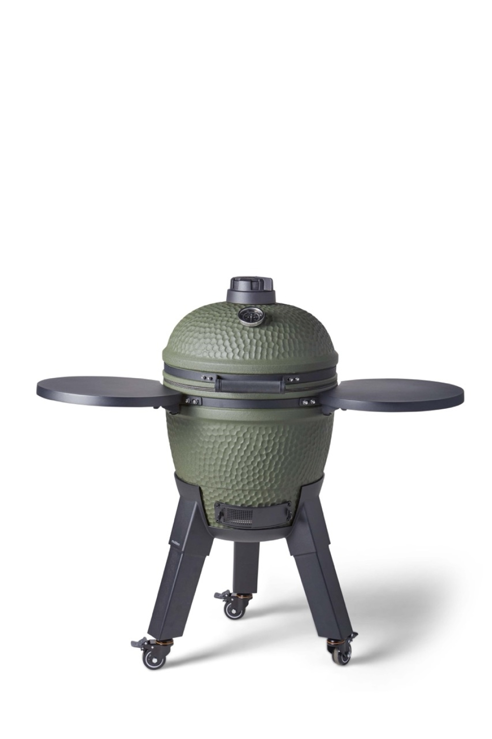 Kamadogrill inklusive benfäste, svarta ben med hjul och sidobord - Moddern