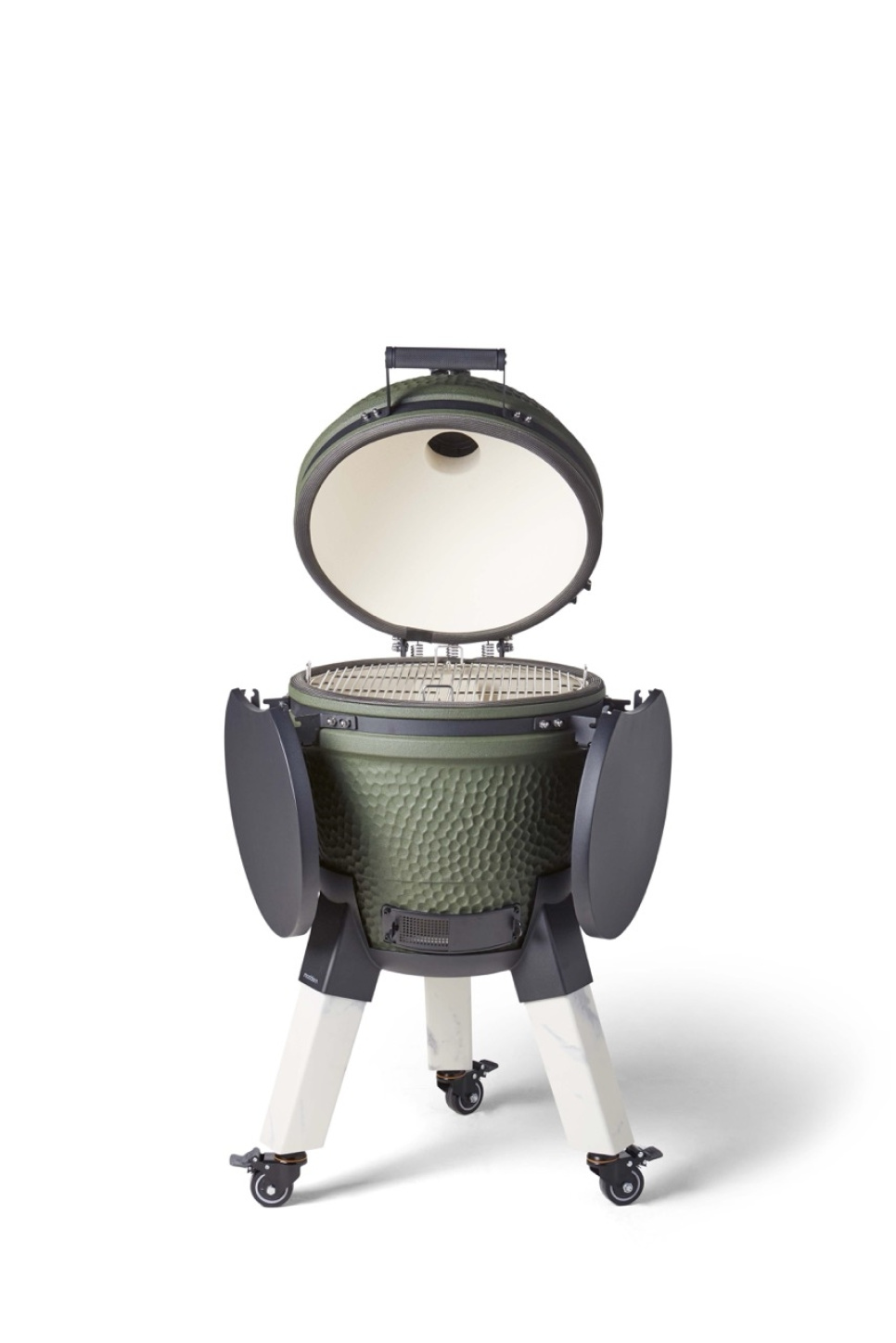 Kamadogrill inklusive benfäste, aluminiumben (marmorimitation) med hjul och sidobord - Moddern Kamadogrill inklusive benfäste, aluminiumben (marmorimitation) med hjul och sidobord - Moddern