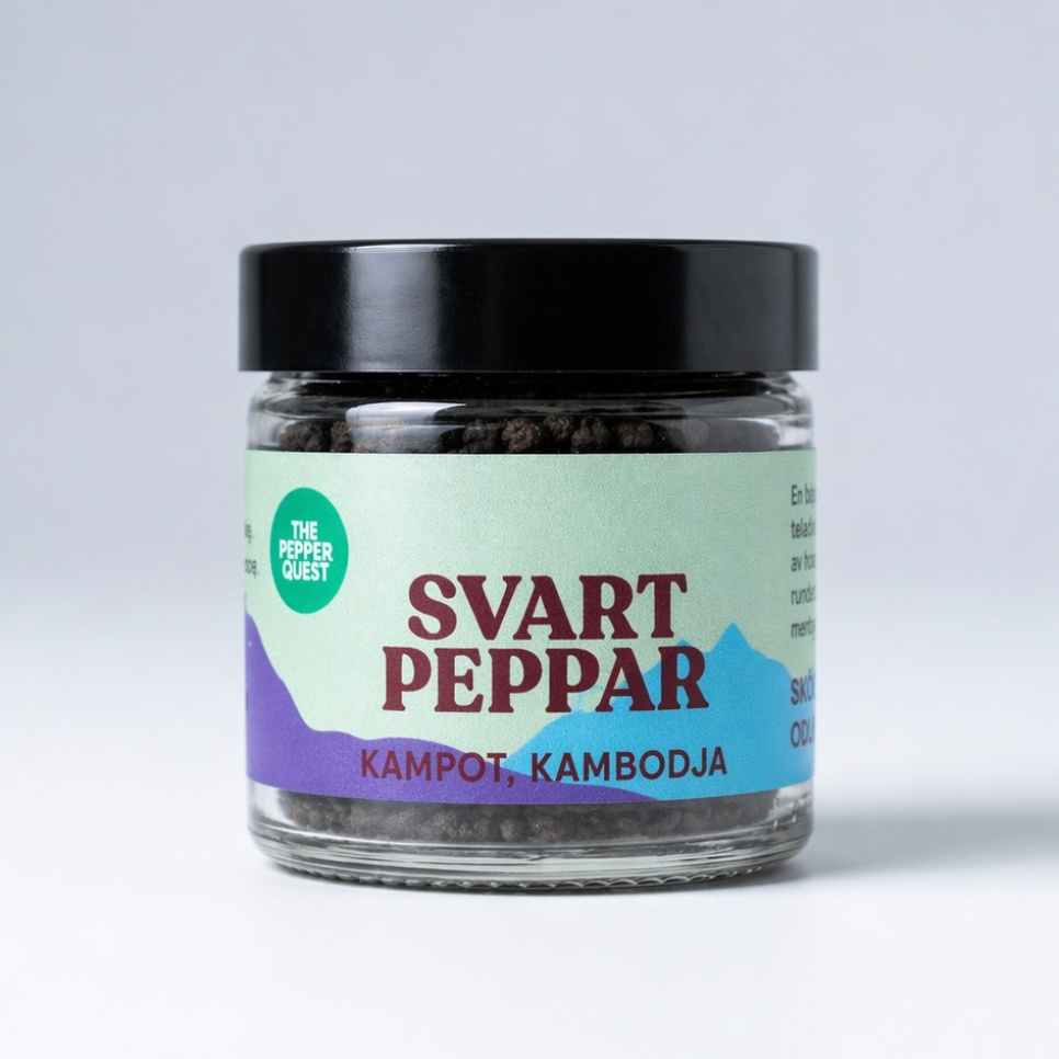 Peppar, Svart Kampot, 40 g - The Pepper Quest i gruppen Matlagning / Kryddor & Smaksättare / Peppar hos The Kitchen Lab (2257-34938)
