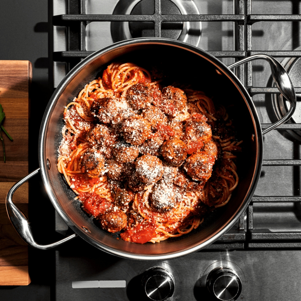 Gryta med lock i rostfritt stål, nonstick, 4,7 L - Hexclad