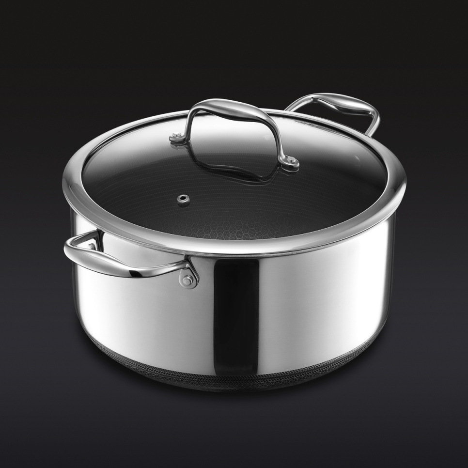 Gryta med glaslock, nonstick, 7,6 L - Hexclad i gruppen Matlagning / Kastruller & Grytor / Grytor hos The Kitchen Lab (2262-33384)